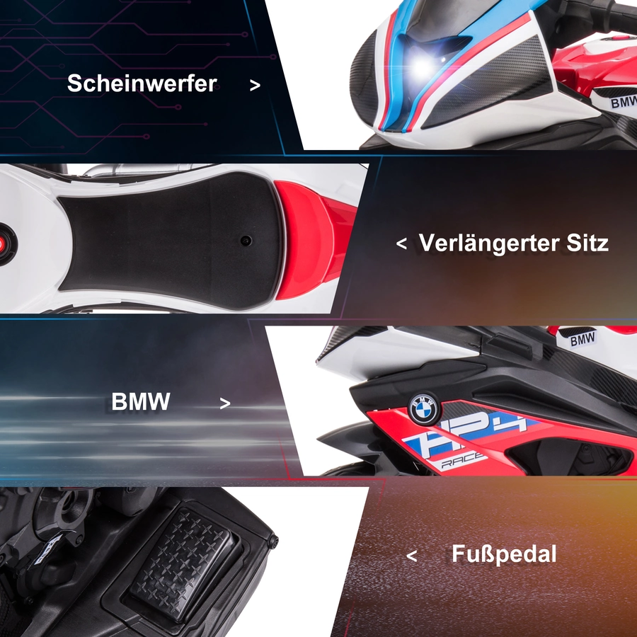 HOMCOM Kinder Elektromotorrad mit 3 Musikmodi rot