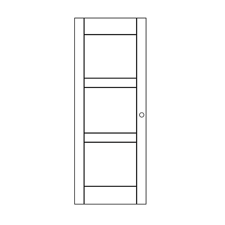 Porte coulissante Rome inserts horizontaux H.204 x ép.4,3 cm
