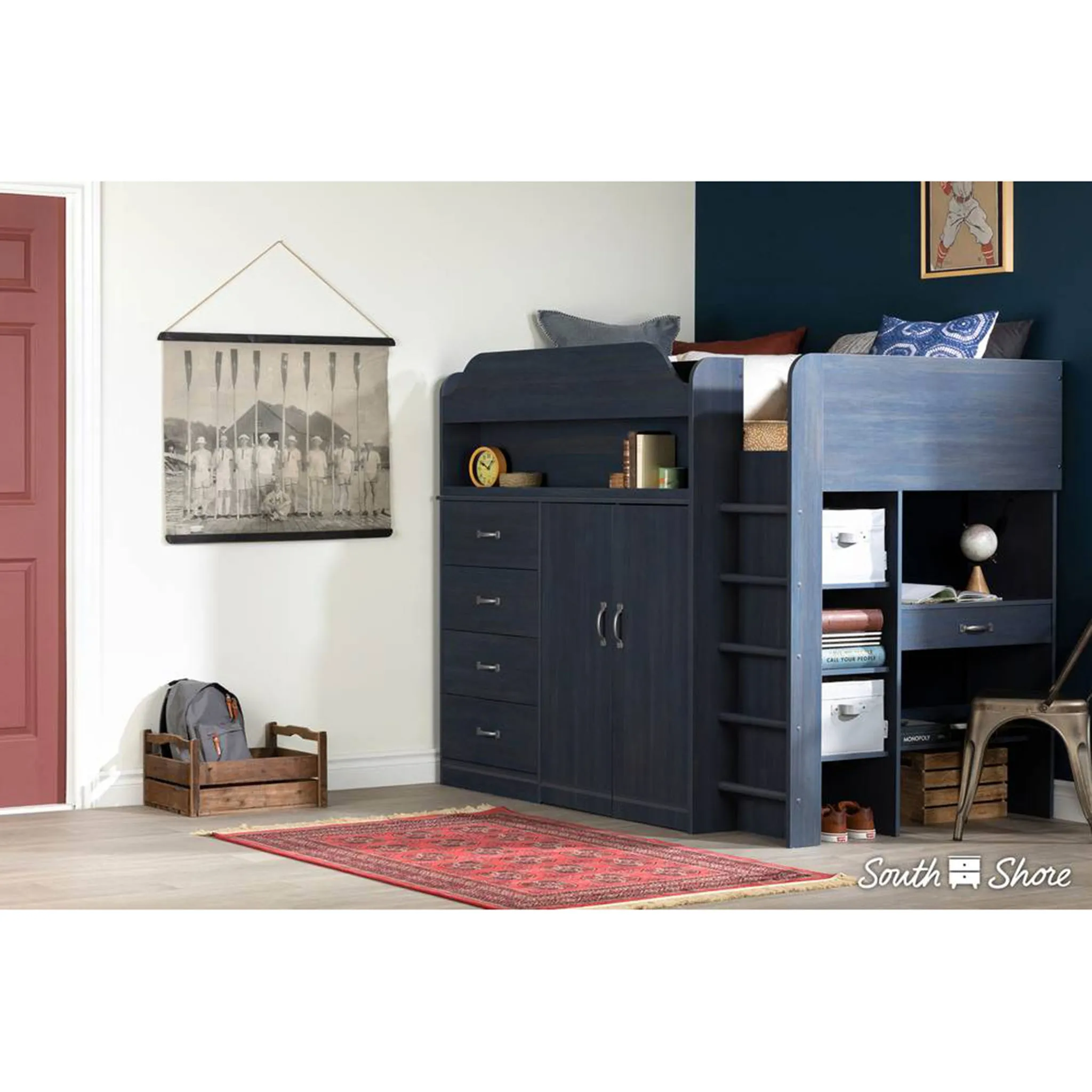 South Shore Lit Mezzanine avec Bureau Asten - Myrtille