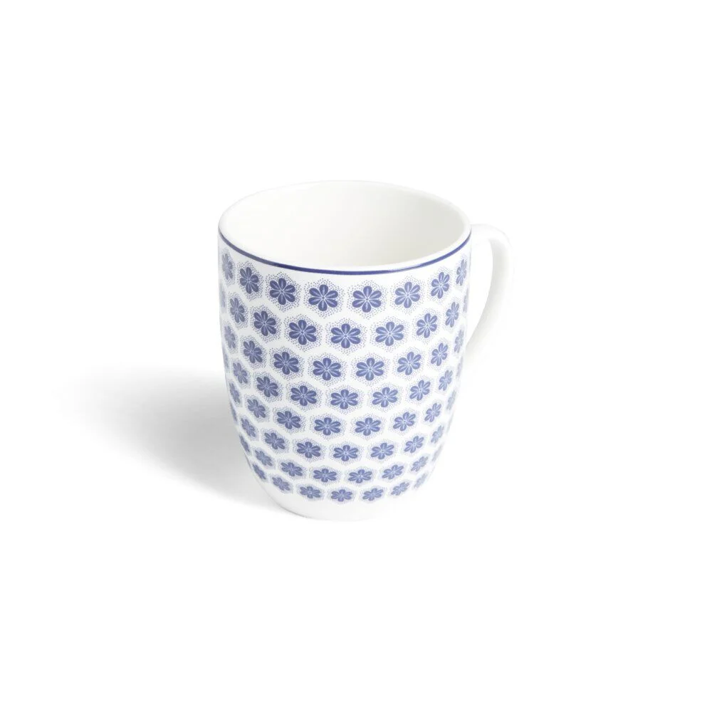 Lot de 4 mugs 200ml porcelaine Ø8,8x10,4cm bleu et blanc