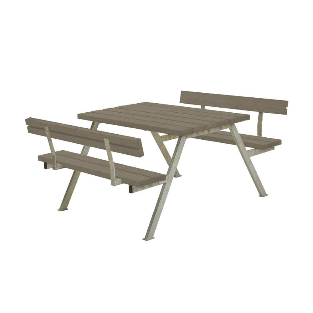 BENKESETT PLUS ALPHA MED 2 RYGGSTØTTER GRÅBRUN 118X185X