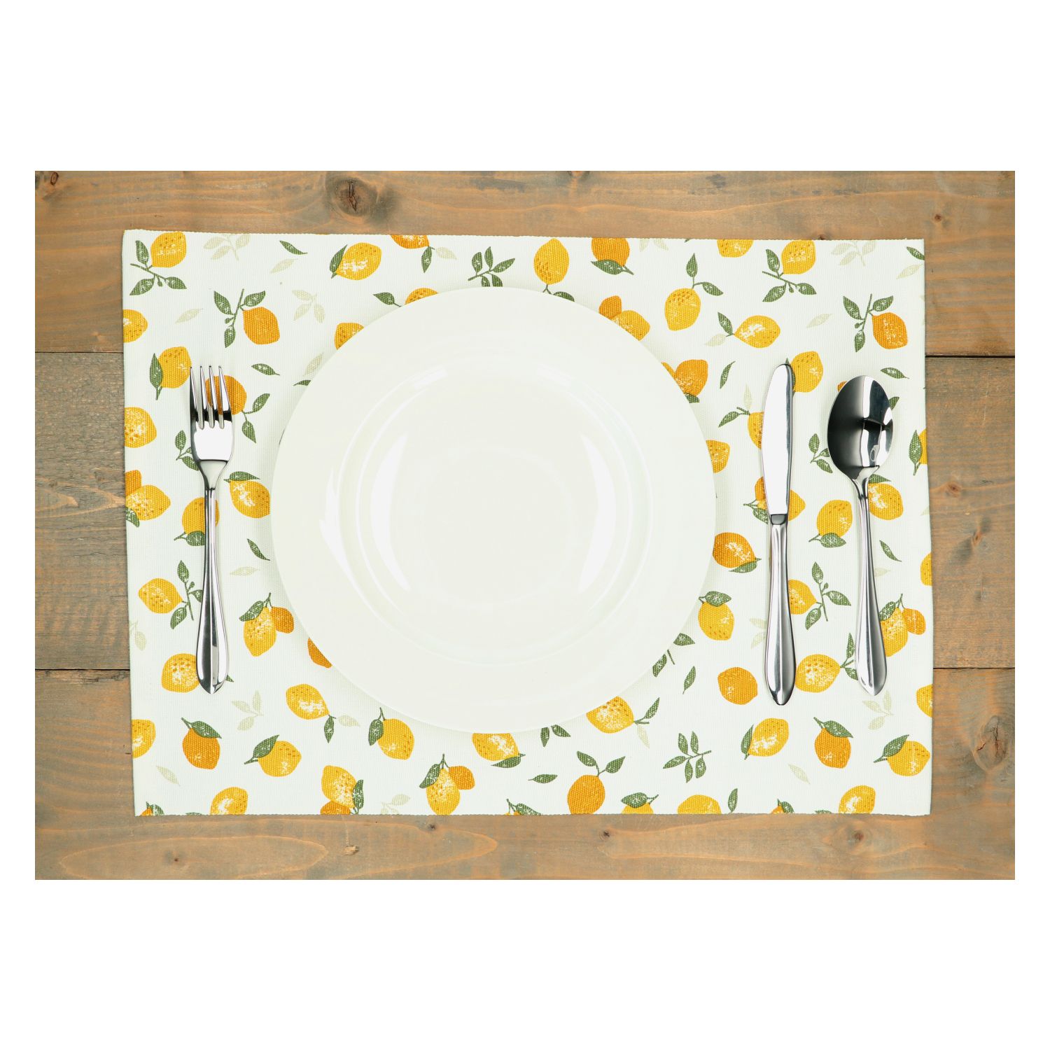Placemat geribbeld, GOTS bio-katoen, citroenen, 35 x 50 cm