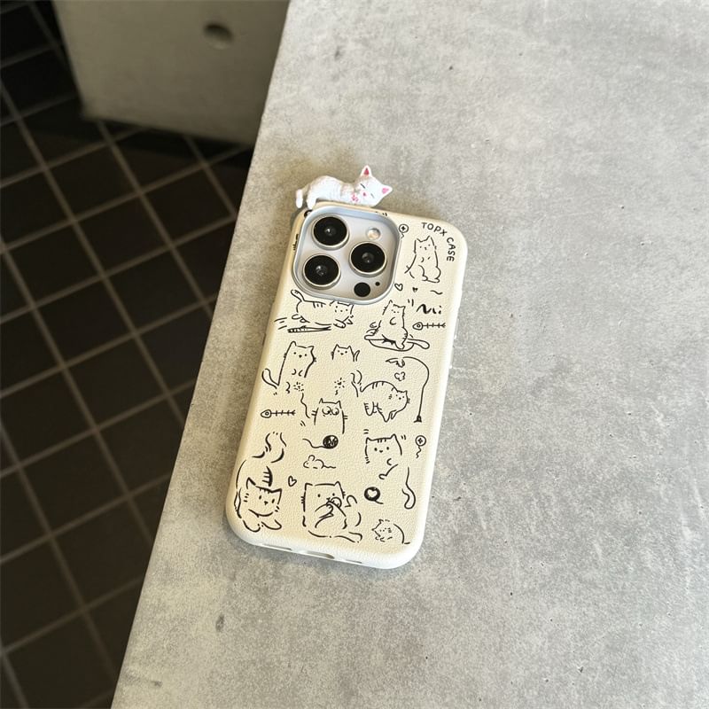 Elliure - Katten telefoonhoesje / zelfklevende decoratie / set - iPhone 16 Pro Max / 16 Pro / 16 Plus / 16 / 15 Pro Max / 15 Pro / 15 Plus / 15 / 14 Pro Max / 14 Pro / 14 Plus / 14 / 13 Pro Max / 13 Pro / 13 / 13 Mini
