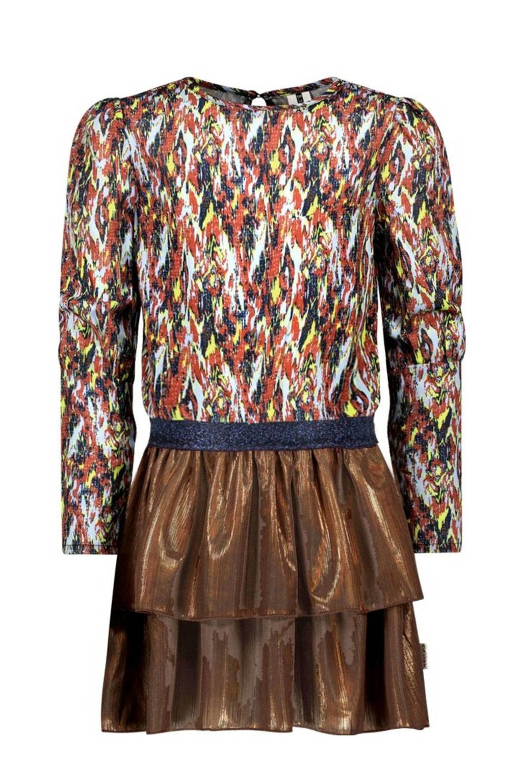 B.Nosy jurk Dhalia met all over print bruin/blauw/rood