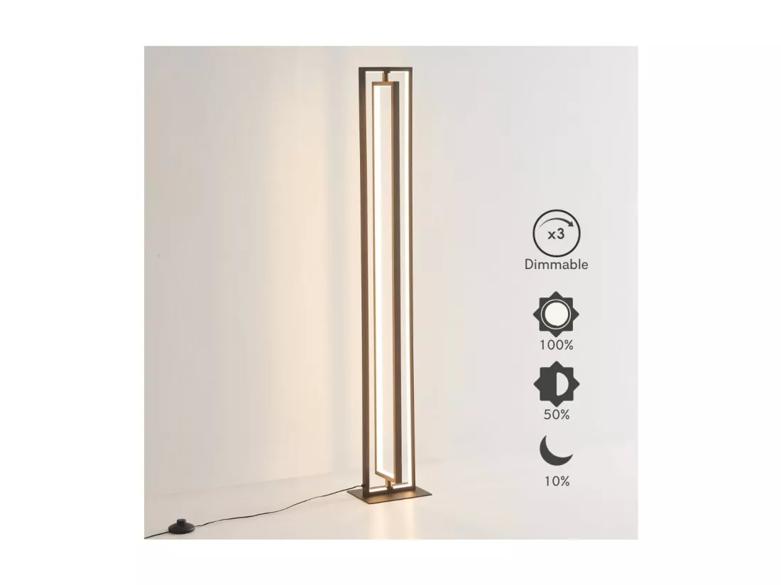 Lampadaire d'interieur noir rectangulaire LED dimmable - Otso