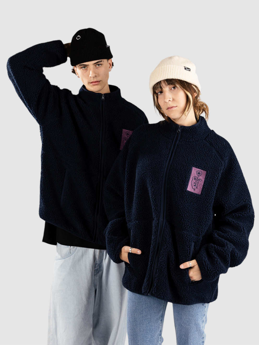 And Feelings Vista Sherpa Fleece Jacket navy