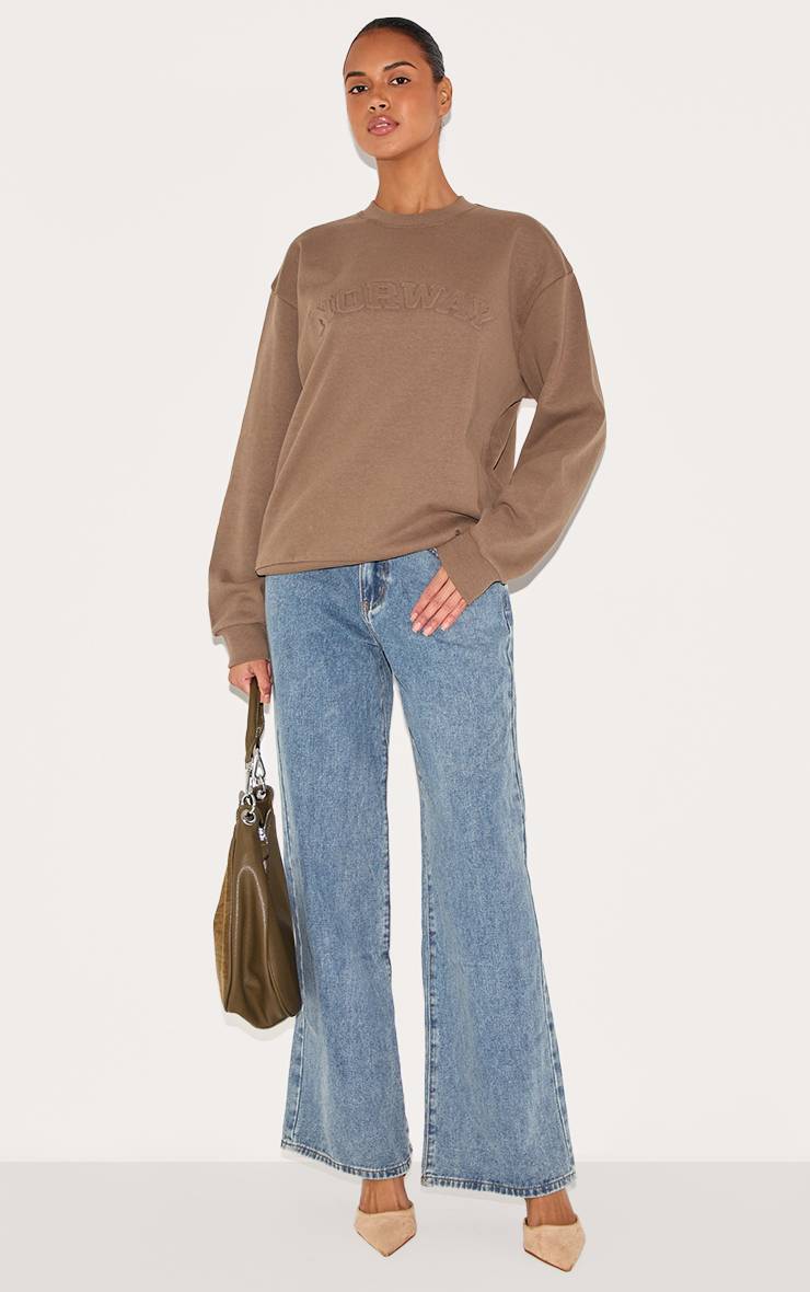 Taupe Sweat-shirt Taupe Premium Avec Motif Norway En Relief