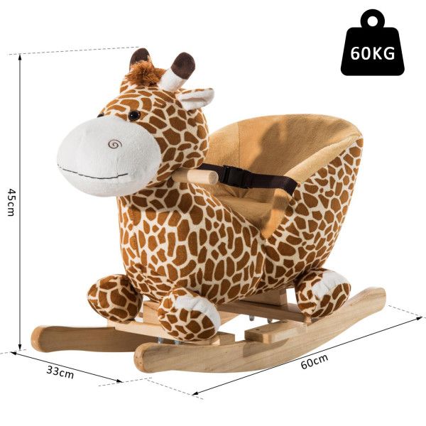 HomCom Cavalito de Baloiço bebé  18 meses Cadeira de Baloiço de Girafa