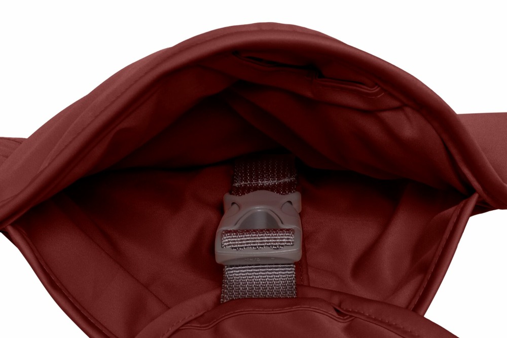 Veste d'hiver pour chien isolée quinzee™ avec passage pour laisses. Couleur: fired brick (rouge foncé), taille: xl