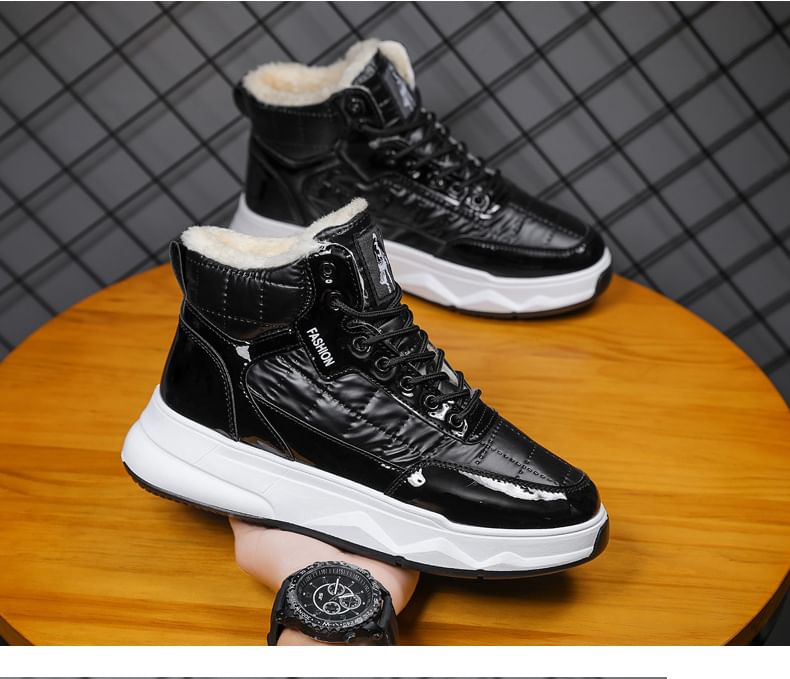 Tanzanite - Platform veterschoenen met fleecevoering