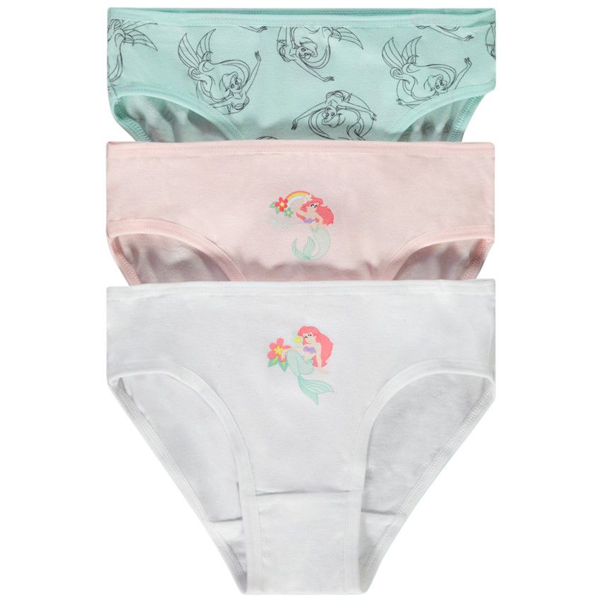 Lot de 3 culottes en jersey La Petite Sirène pour fille - Rose
