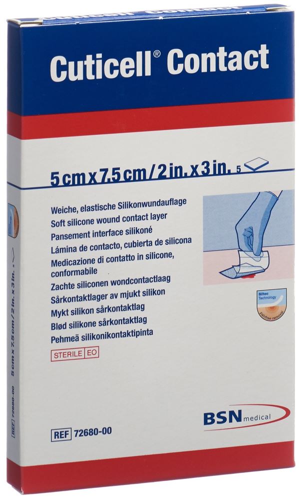 CUTICELL Contact Silikonwundauflage 5x7.5cm 5 Stk