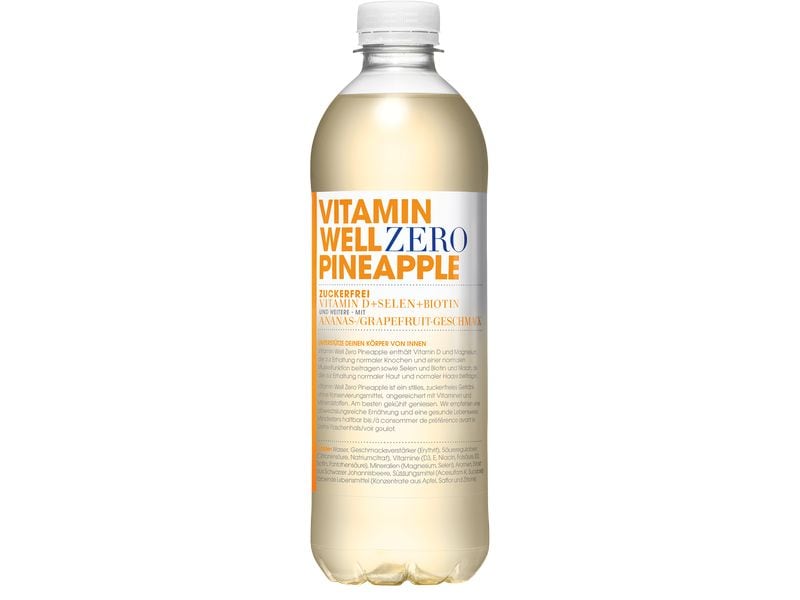 VITAMIN WELL Sportgetränk Zero Pineapple 12 x 0.5 l, zucker Kalorienarmes Sportgetränk