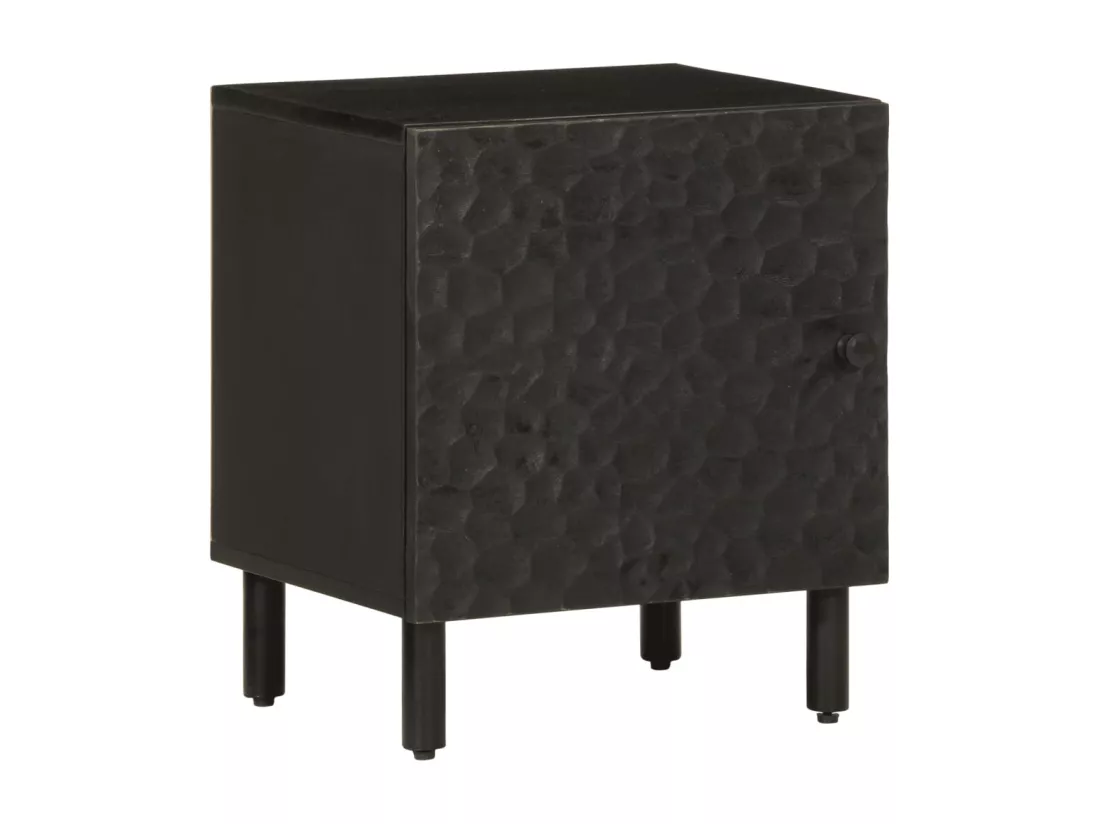 Table de chevet noir 40x33x46 cm bois de manguier solide
