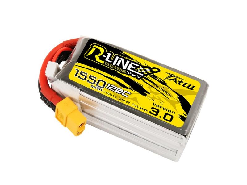 Tattu RC-Akku LiPo 1550 mAh 14.8 V 120C R-Line V3.0 Softcase 4S LiPo-Akku für Multikopter mit XT60 Stecker
