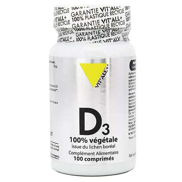 Vit'all+ Vitamina D3 de origem vegetal, 100 comprimidos