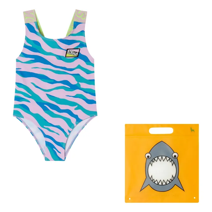 Stella McCartney Kids Maillot de Bain Une Pièce Zèbre | Bleu