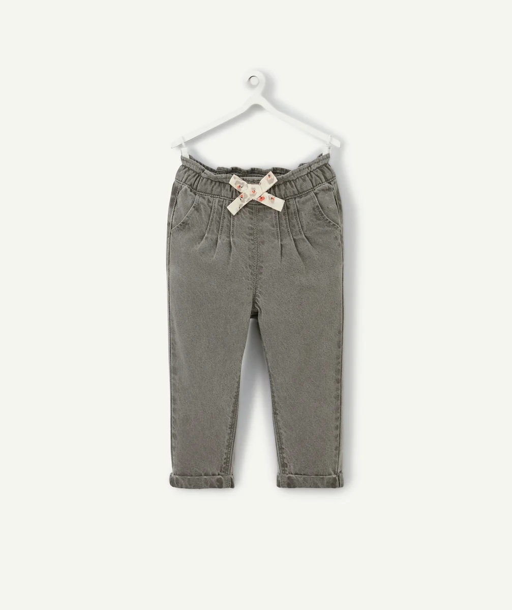 PANTALON RELAX BÉBÉ FILLE EN DENIM LOW IMPACT GRIS