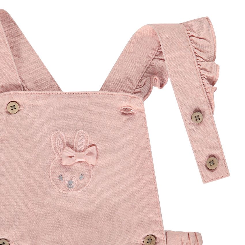 ensemble barboteuse et body manches courtes imprimé lapin pour bébé fille - Rose