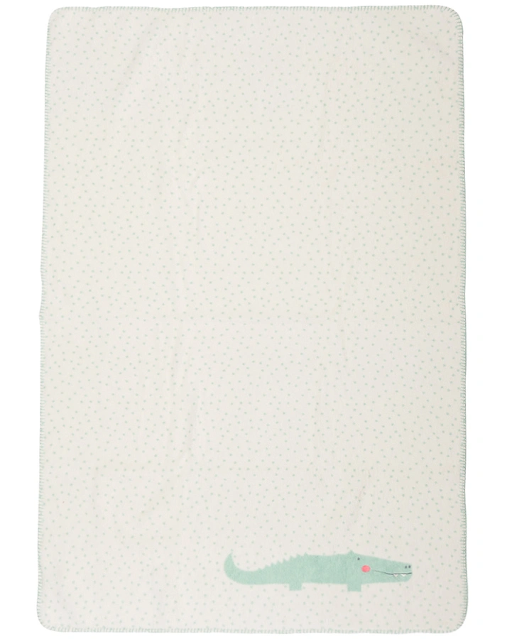 Kuscheldecke KROKODIL (100x150) in offwhite/mint