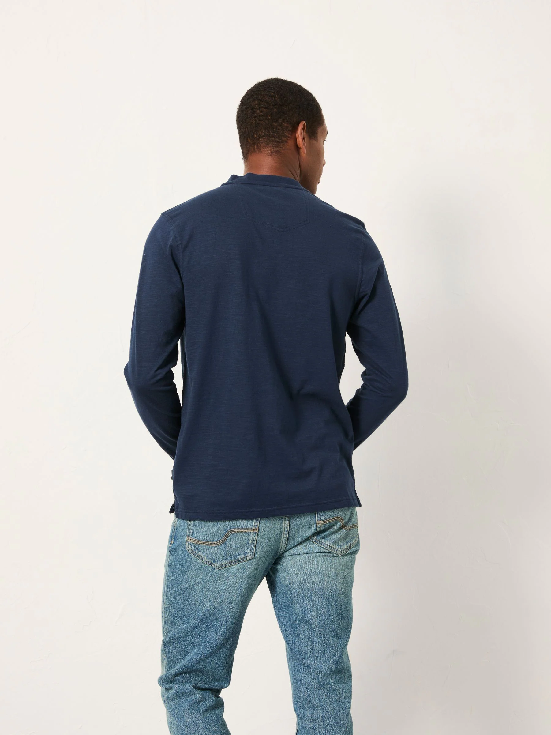 Marineblauw - FatFace Long Sleeve Woodside Slub