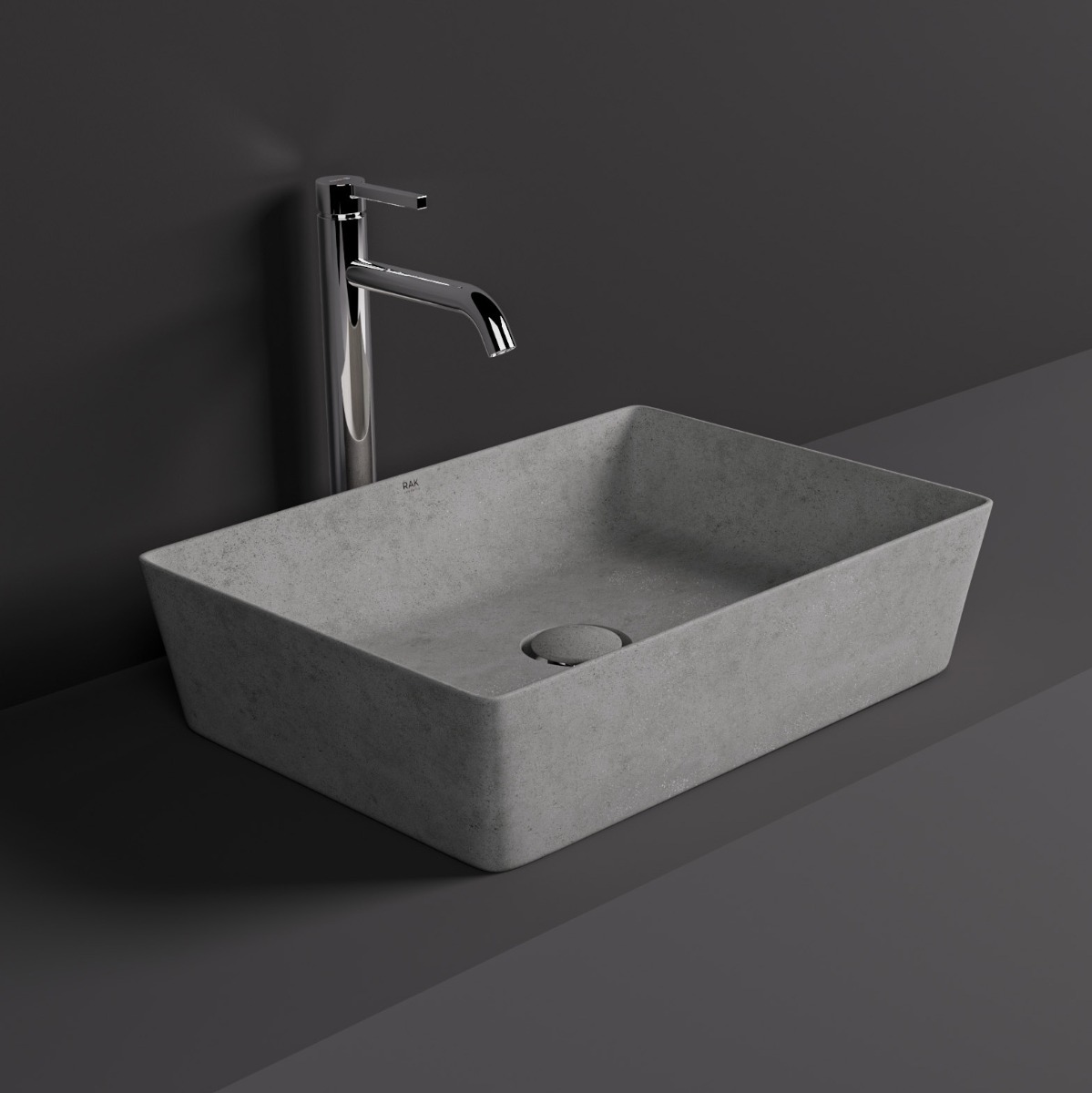 Rak Skin rechthoekige waskom 50x36cm grijs beton