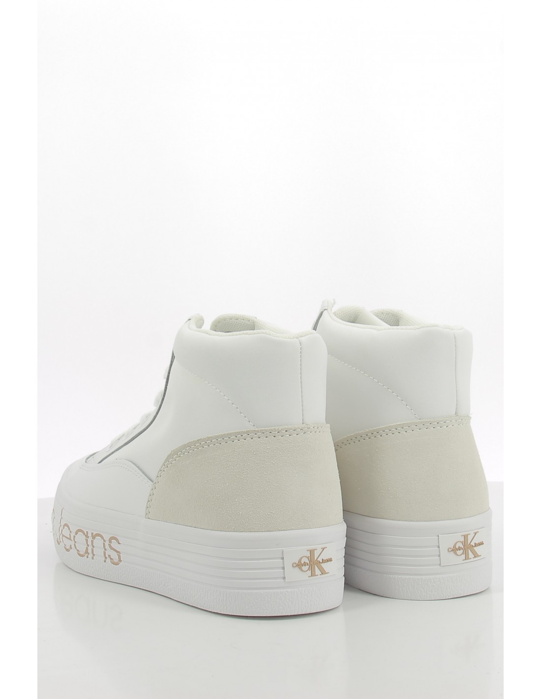 calvin klein Baskets montantes compensées femme vulcanized flatform mid wrap blanc