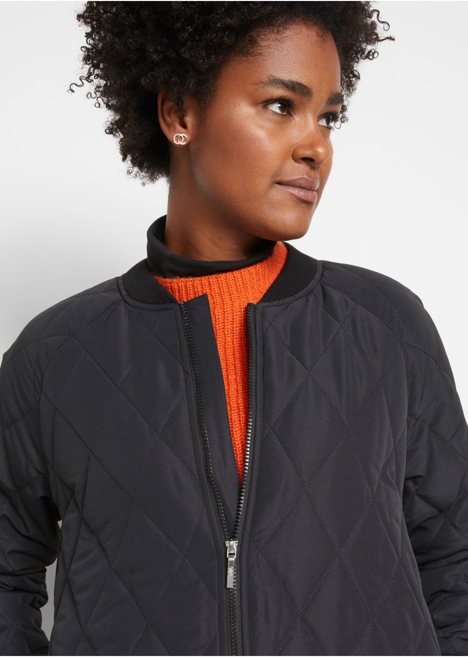 Manteau matelassé avec col en maille, légèrement rembourré