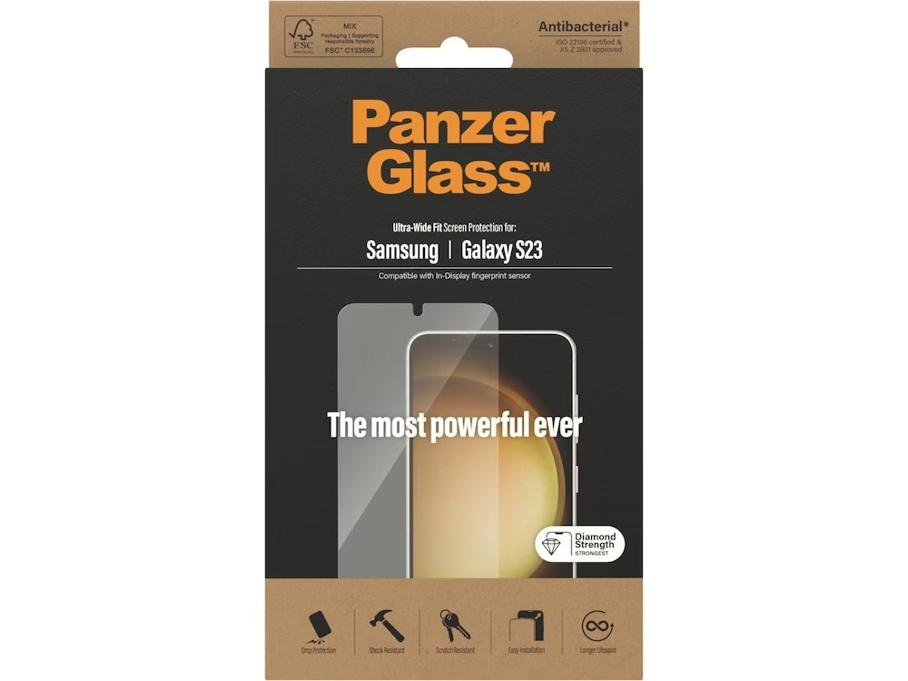Samsung Galaxy S23 5G Antibakterielle Panzer Glas Displayschutz Case Friendly (7322)