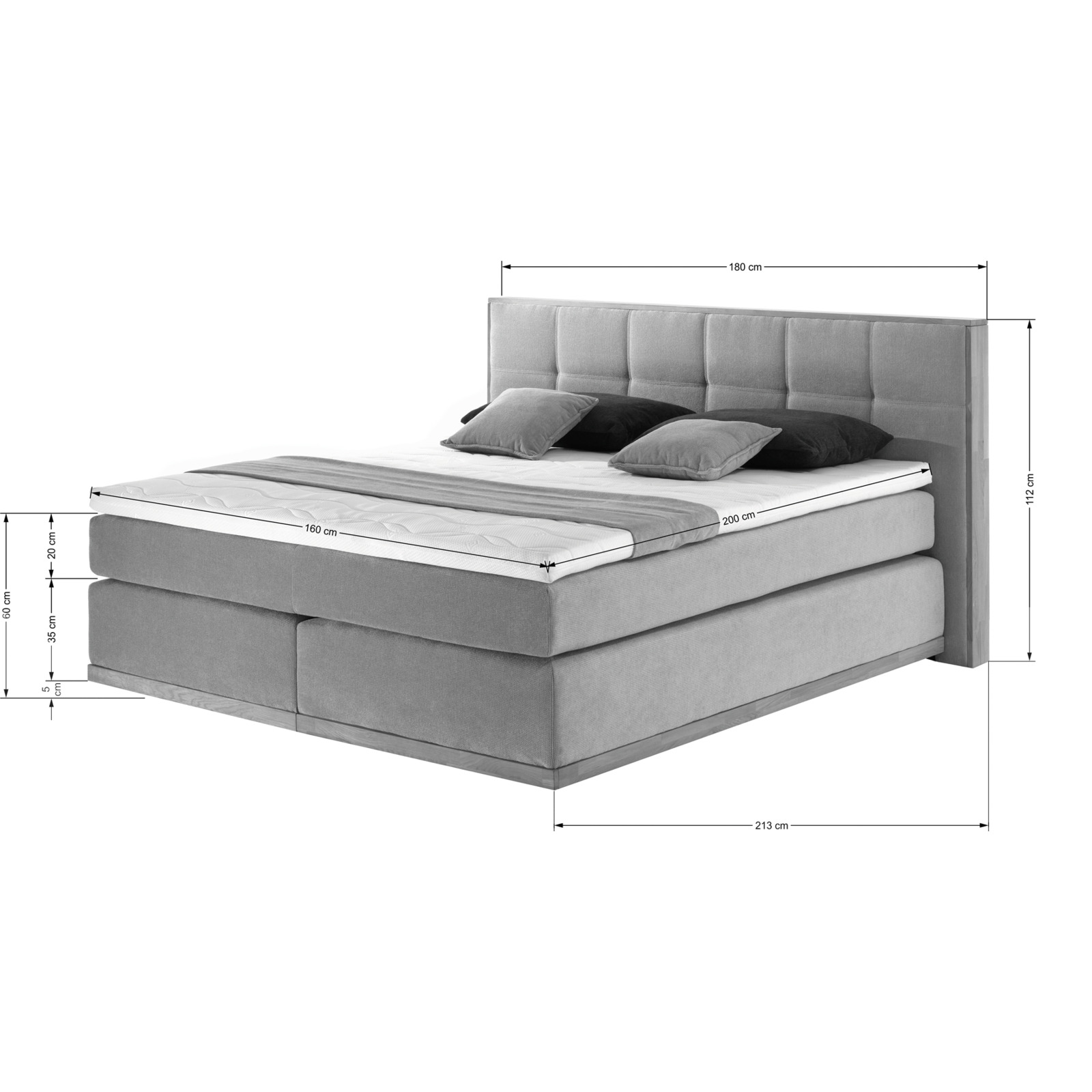 Boxspringbett Leonie 160 x 200 cm, schwarz