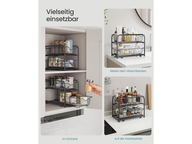 Songmics Ausziehbare Home Organizer Schwarz Küchenregal Schubladen