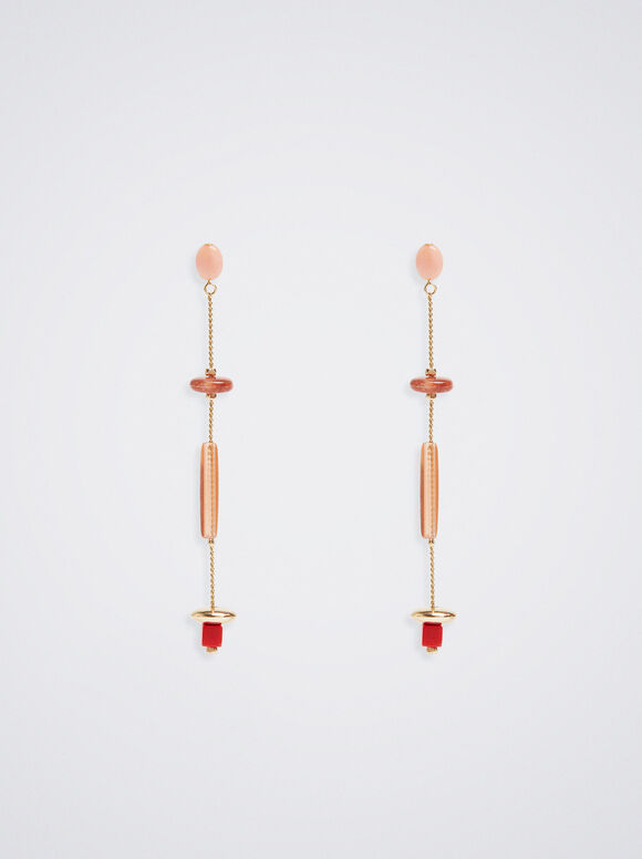 Brincos com Pedra - Coral