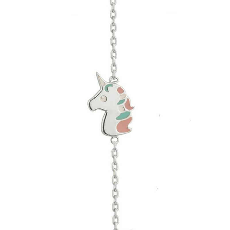 Bracelet enfant breloque licorne en argent 925°/00 - 16cm