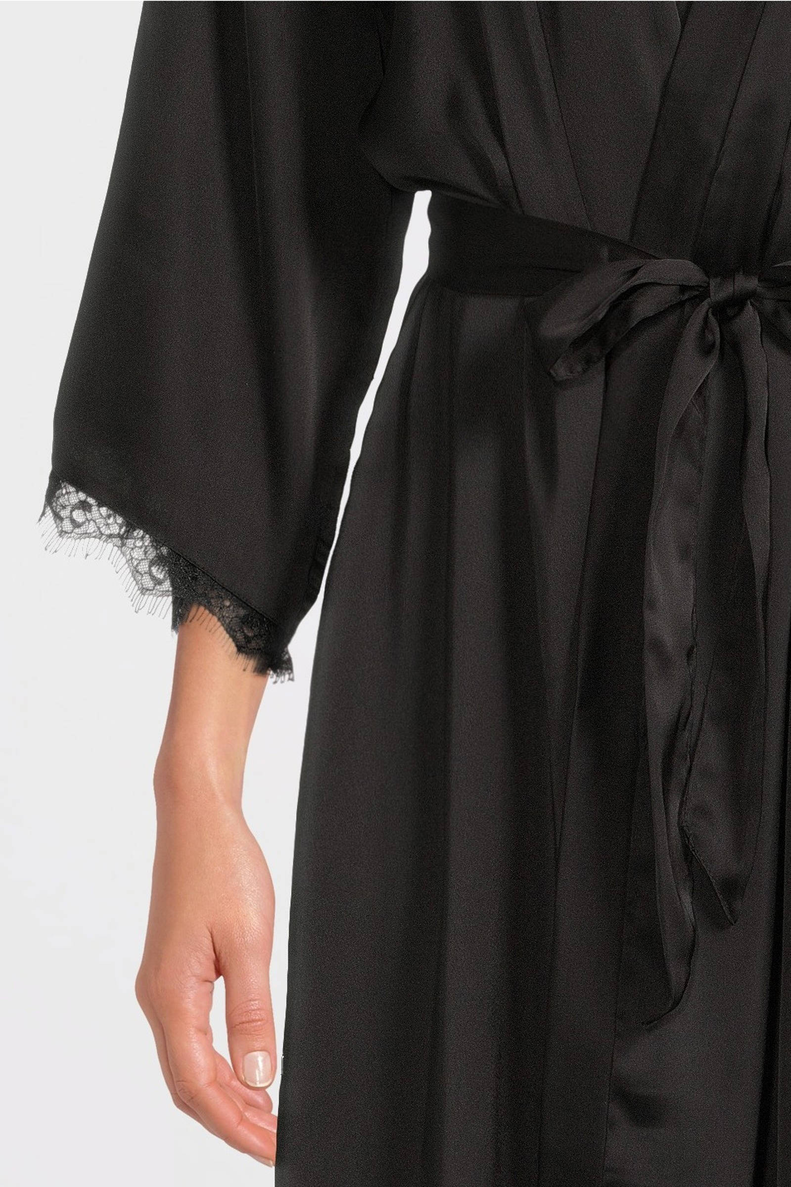 PIECES satijnen kimono PCANOVI zwart