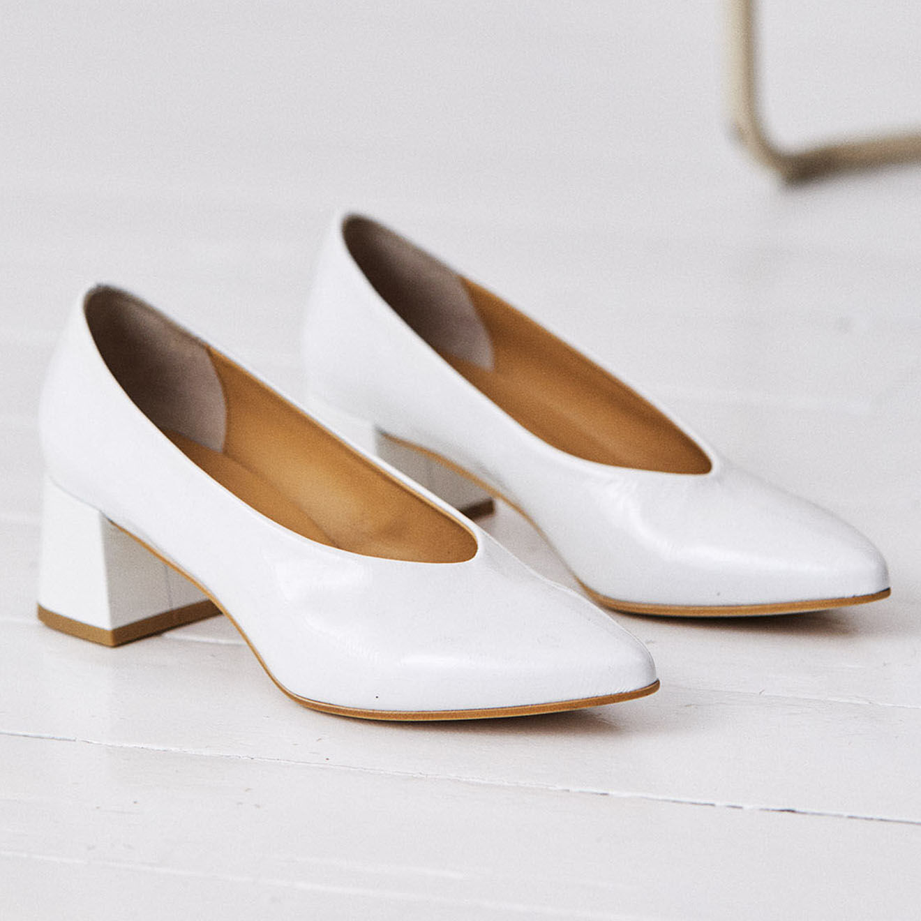 Mellow Yellow Escarpins en Cuir Pina blancs - Talon 5 cm