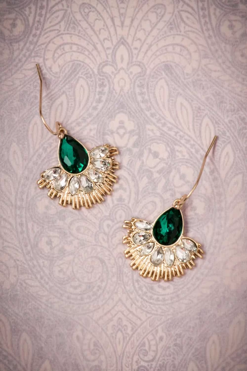 Lovely Kristallen waaierdruppeloorbellen in goud en groen