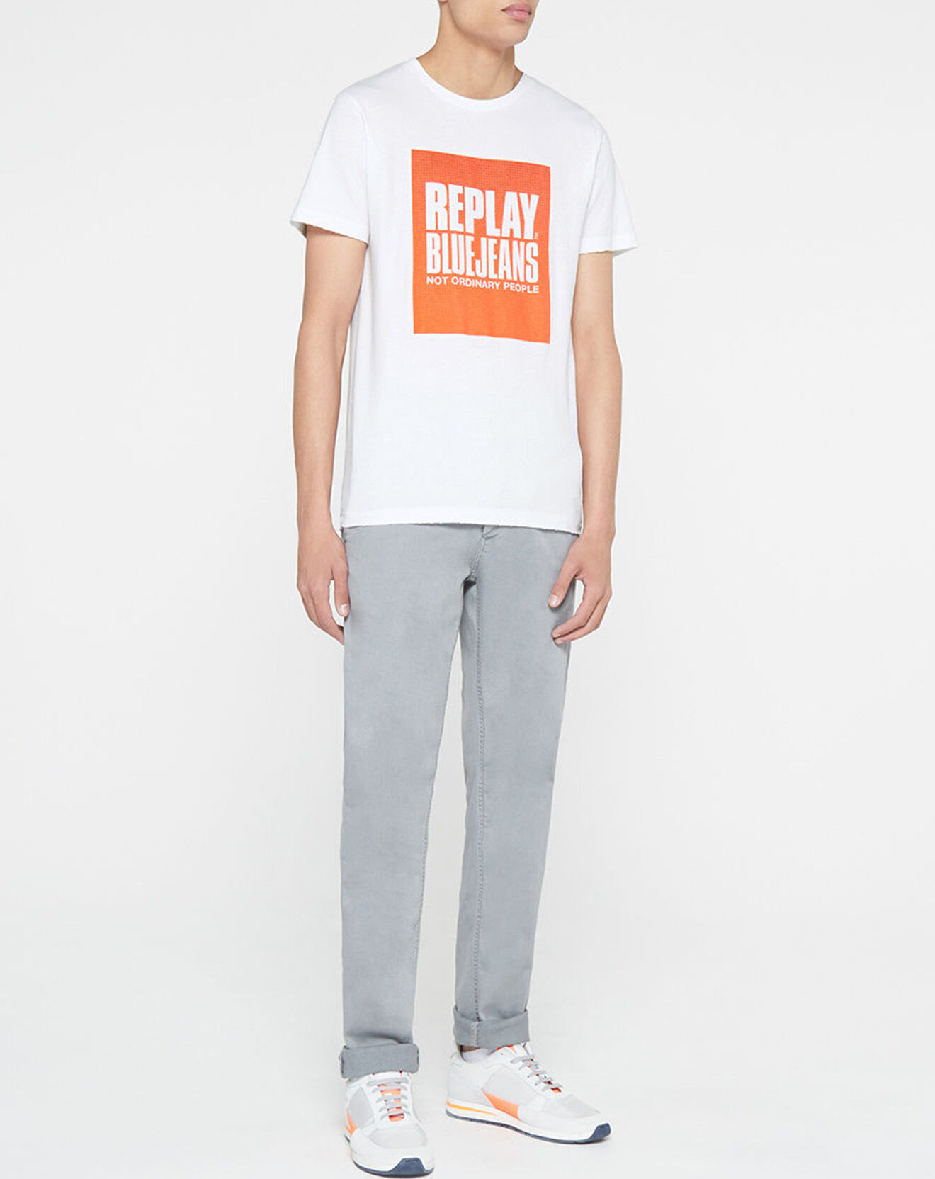 Replay T-Shirt box logo blanc