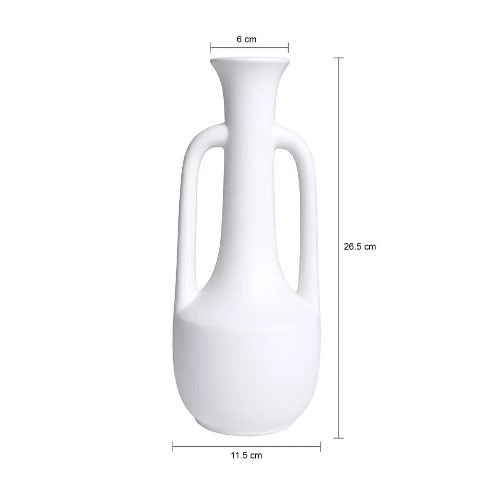 QUVIO Vaas met handvatten – 26 cm - Keramiek – Wit