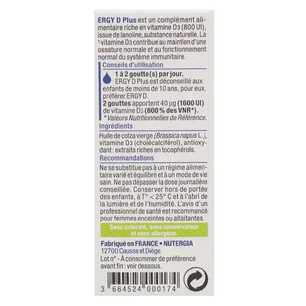 Nutergia Ergy D Plus Vitamina D3 800 UI 15ml