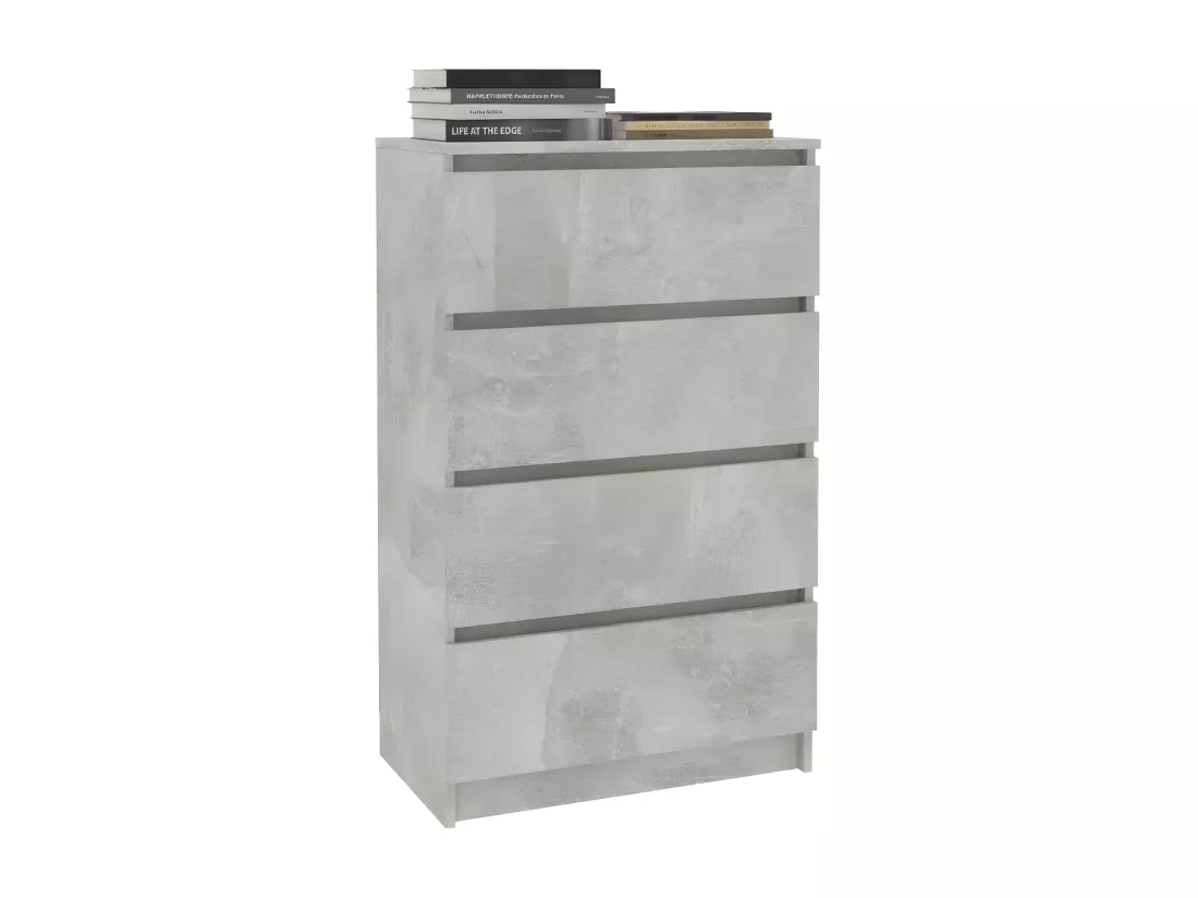 Commode haute 4 tiroirs bois gris effet béton Agency