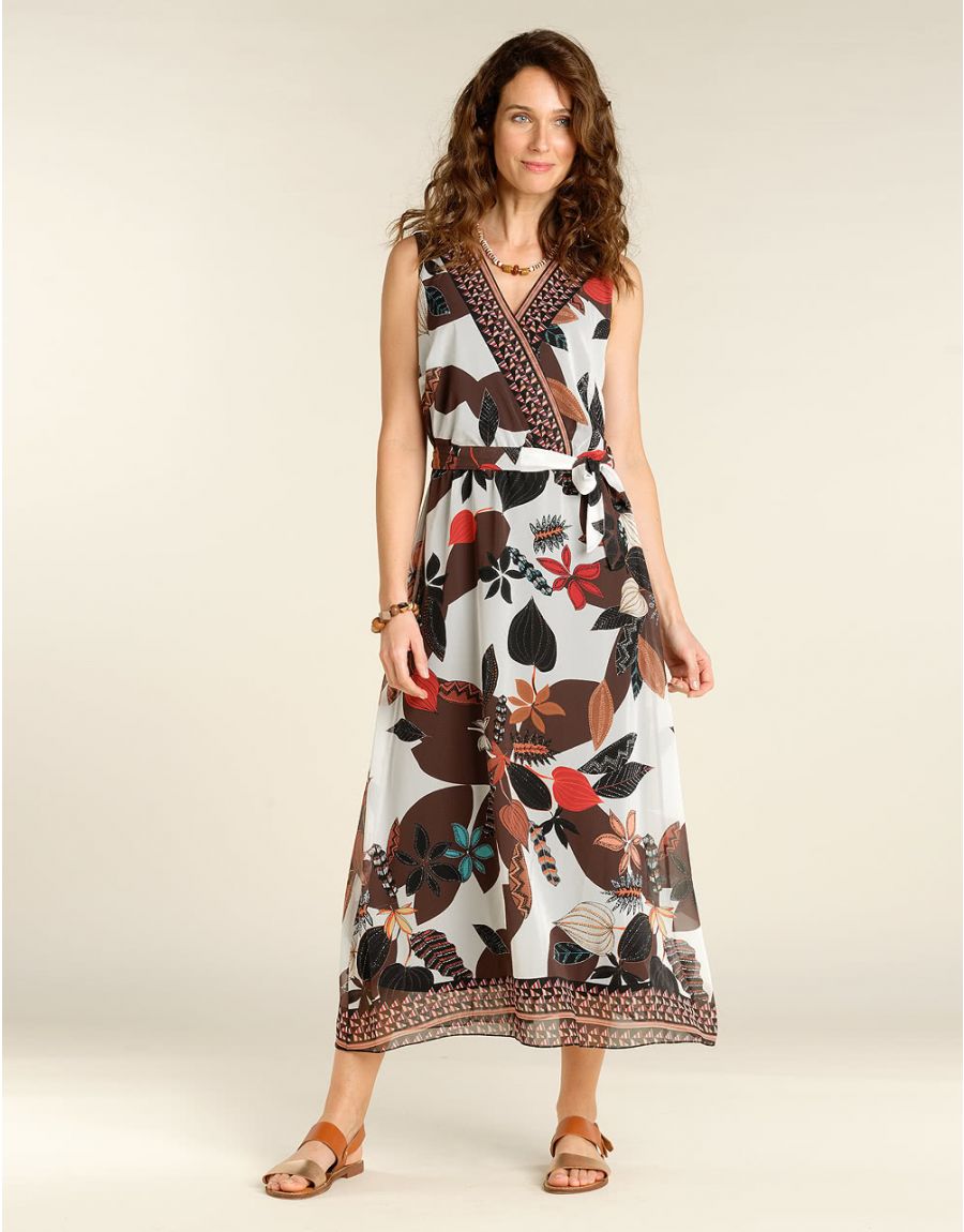 Robe longue chic marron