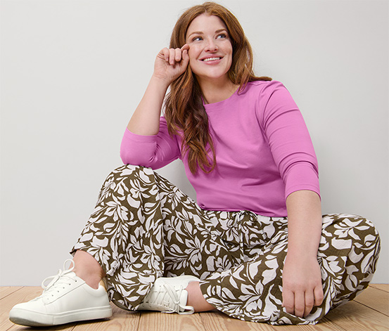 Shirt mit 3/4-Arm, rosa