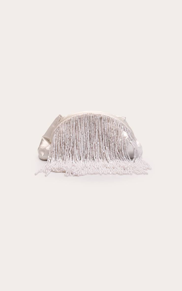 Ivoire Pochette À Perles Avec Pompons