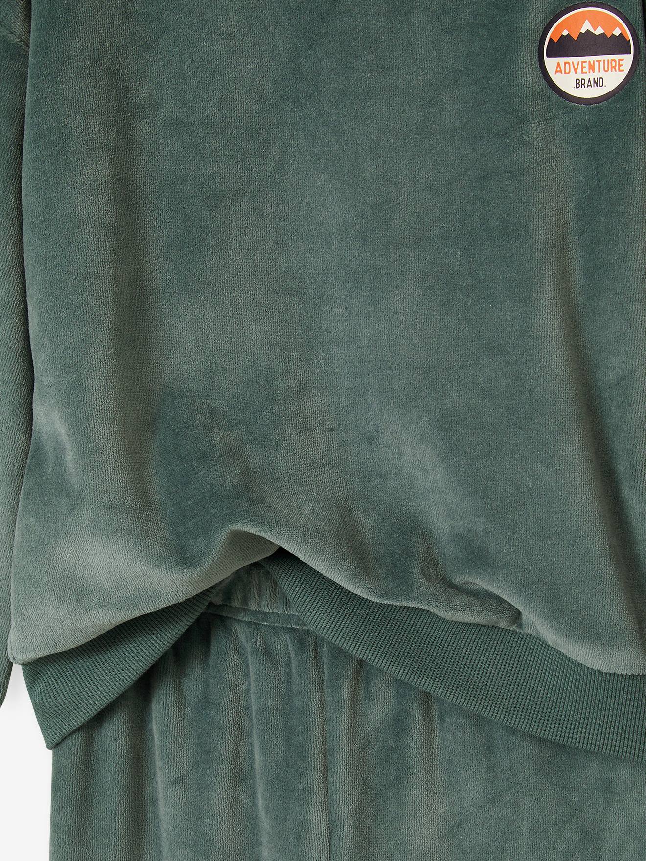 Pijama estilo moletom de veludo verde-salgueiro para meninos