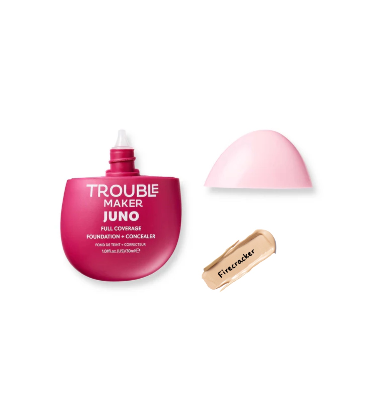 Trouble Maker - Base de maquiagem com acabamento matte Juno Full Coverage - Firecracker