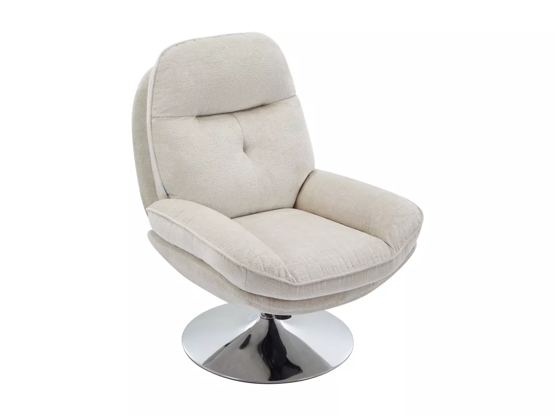Fauteuil pivotant en tissu texturé beige ILMACA