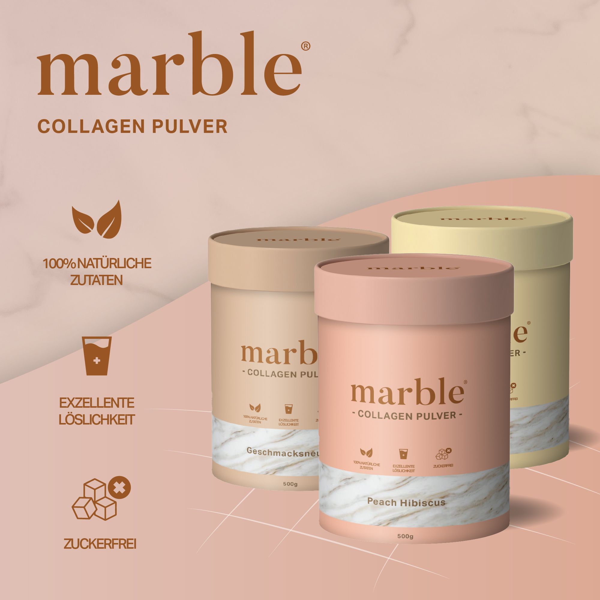 marble® Collagen Pulver Peach Hibiscus