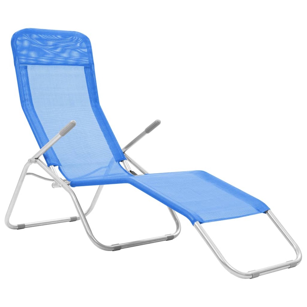 Lot de deux chaises longues pliables bleu
