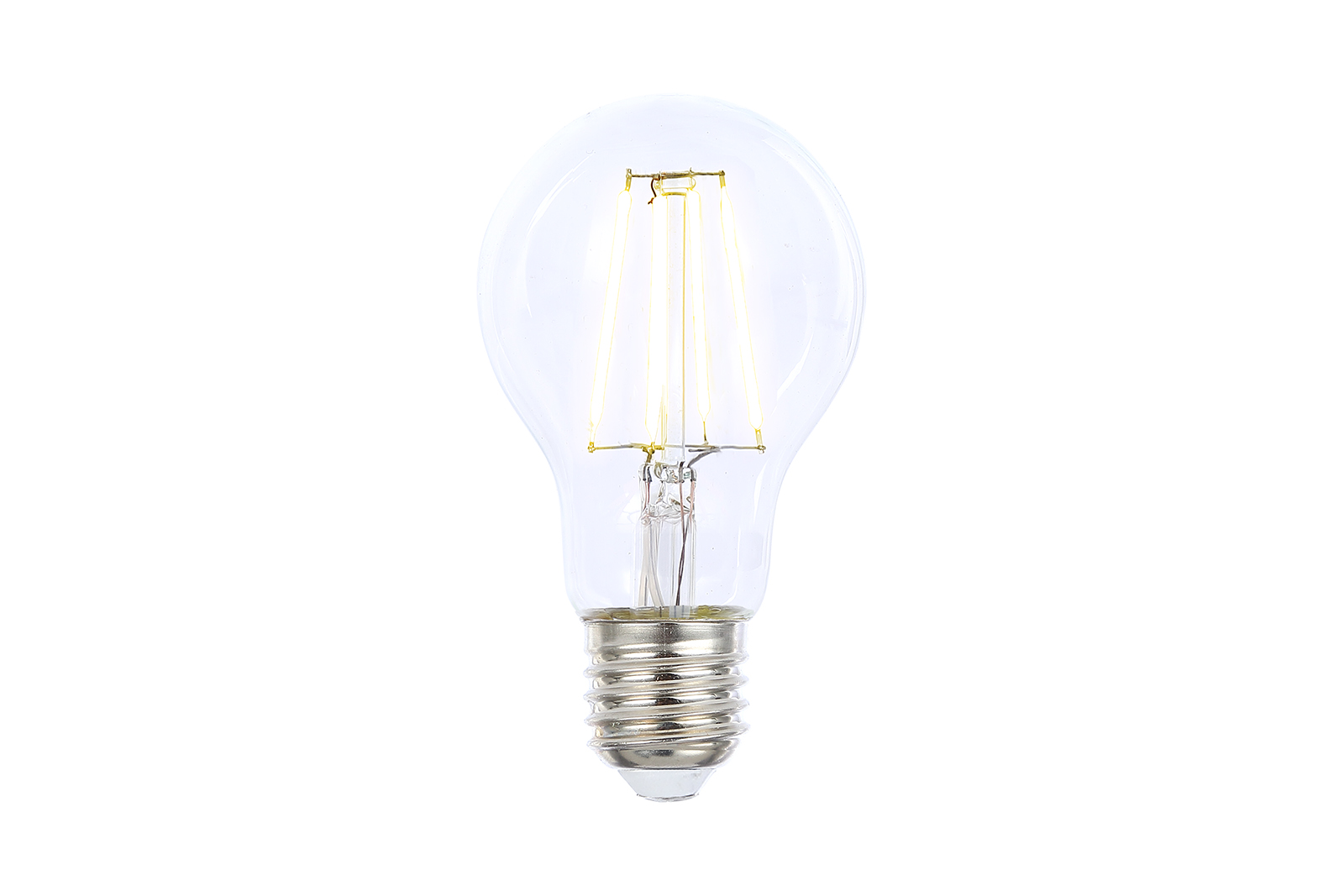 Normal LED-lyspære E27 Klart glass med E27-sokkel og varmhvitt lys. Ikke dimbar. 720lm.