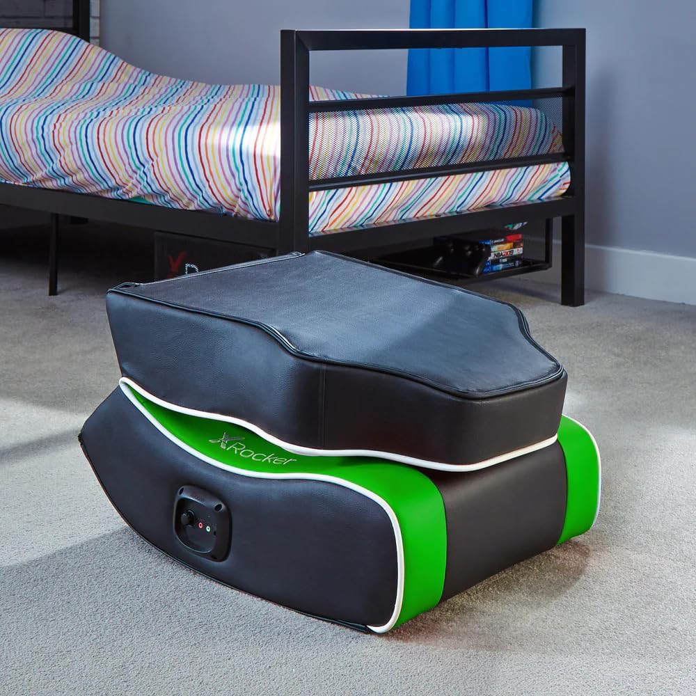 X Rocker Shadow 2.0 Floor Rocker Gaming Kinder Sessel mit 2.0 Audiosystem - Grün/Schwarz/Weiß